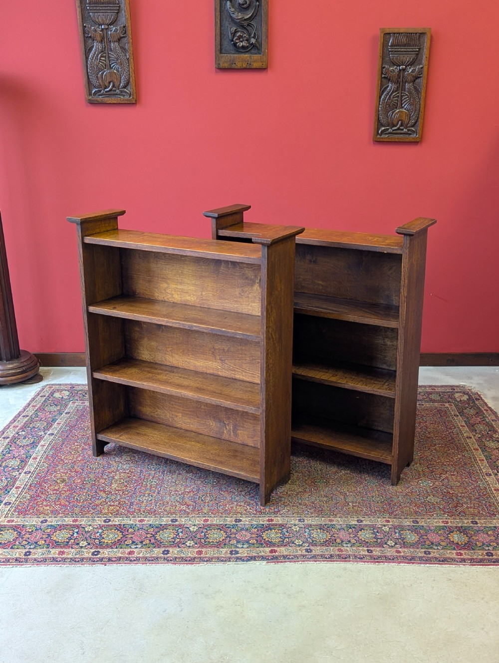 Antique Early 20th Century Arts & Crafts Oak Bookcase View X