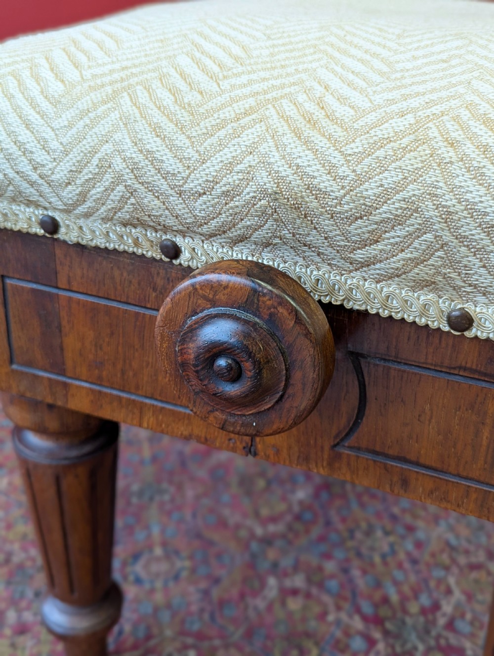 Antique 19th Century Rosewood Rise & Fall Piano Stool View III