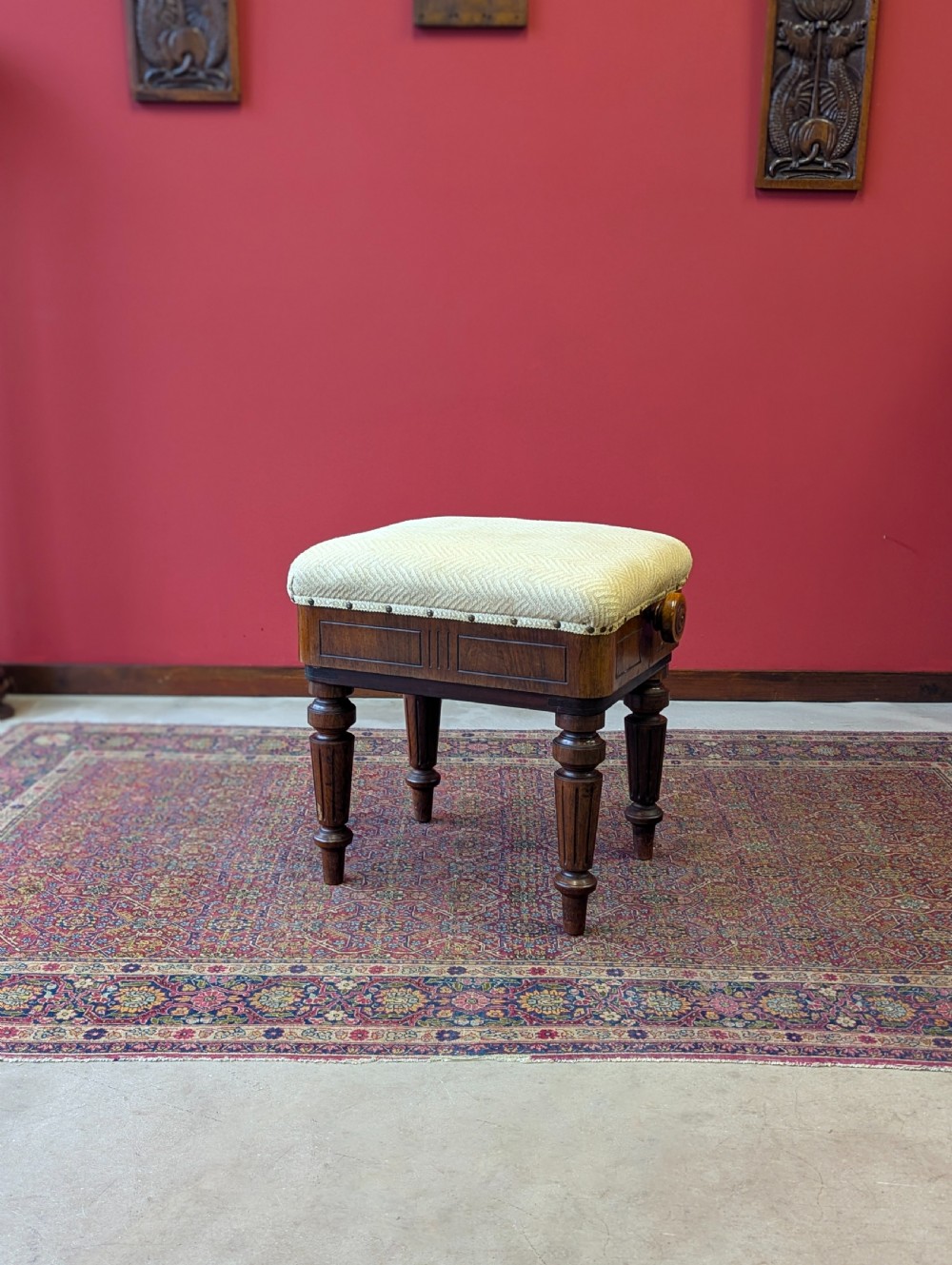 Antique 19th Century Rosewood Rise & Fall Piano Stool View VI