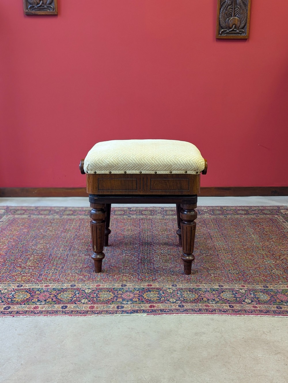 Antique 19th Century Rosewood Rise & Fall Piano Stool View VIII