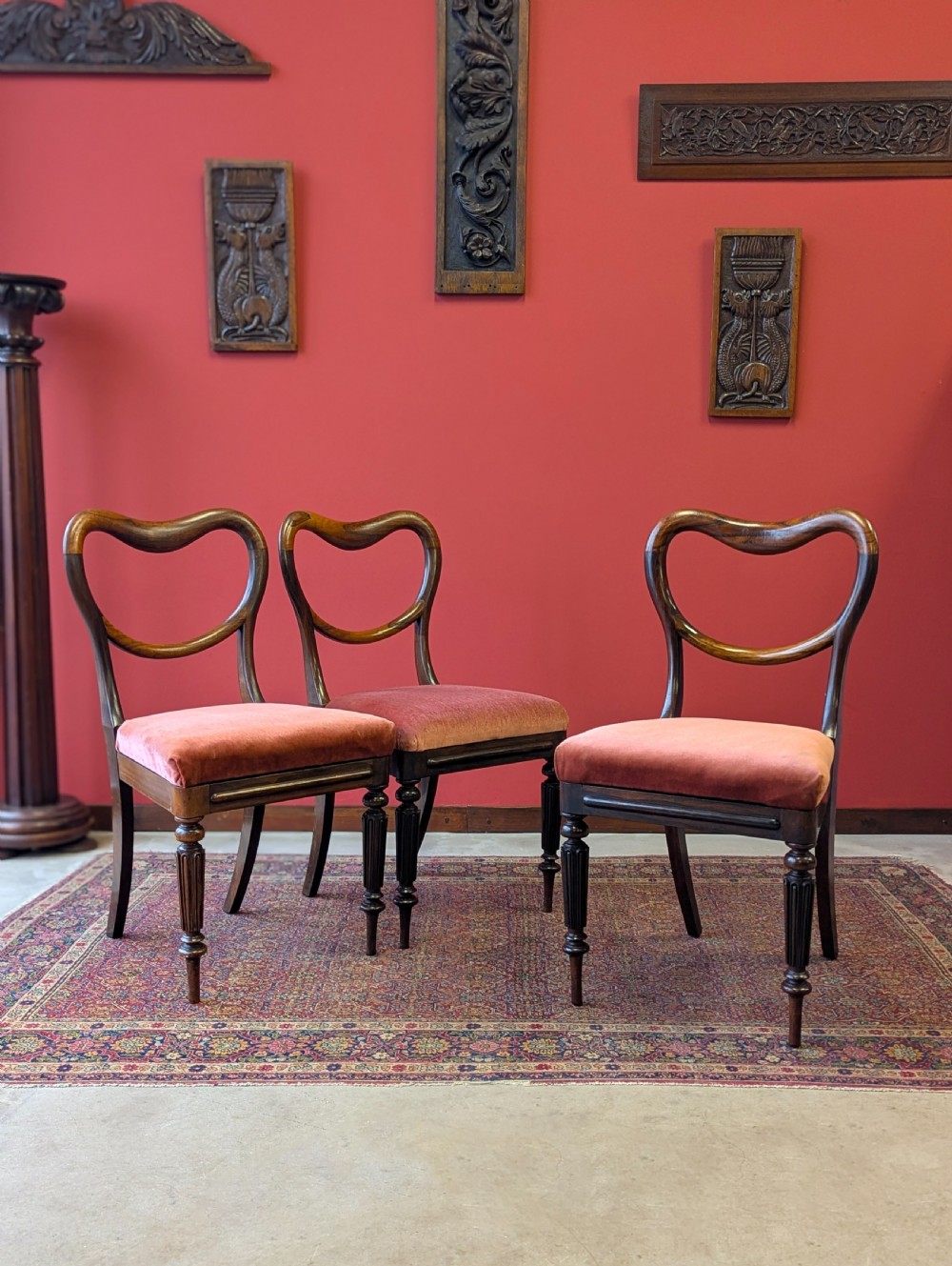 Set of Three Antique Victorian Rosewood Parlour Chairs / Dining Chairs