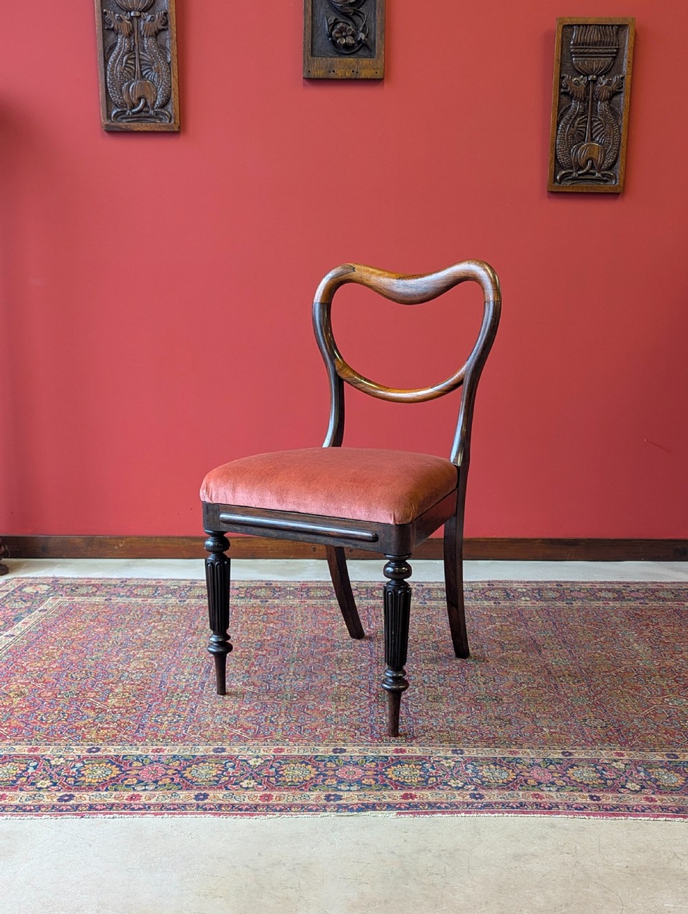 Set of Three Antique Victorian Rosewood Parlour Chairs / Dining Chairs View III