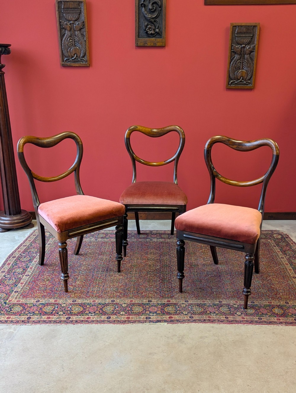 Set of Three Antique Victorian Rosewood Parlour Chairs / Dining Chairs View VII