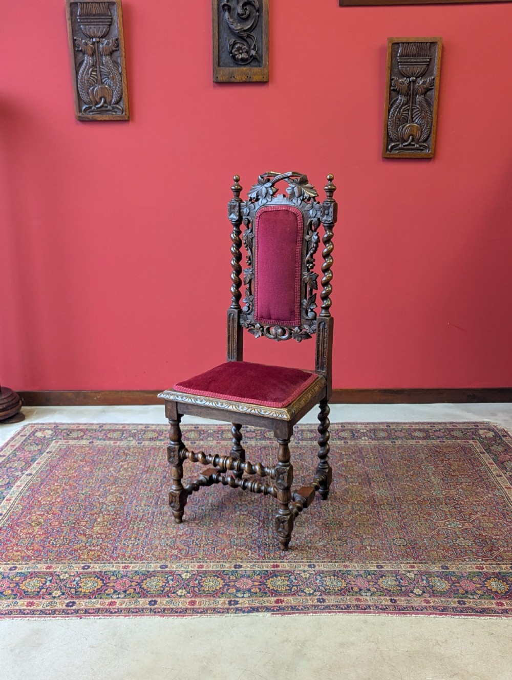 Antique Victorian Carved Mahogany Hall Chair