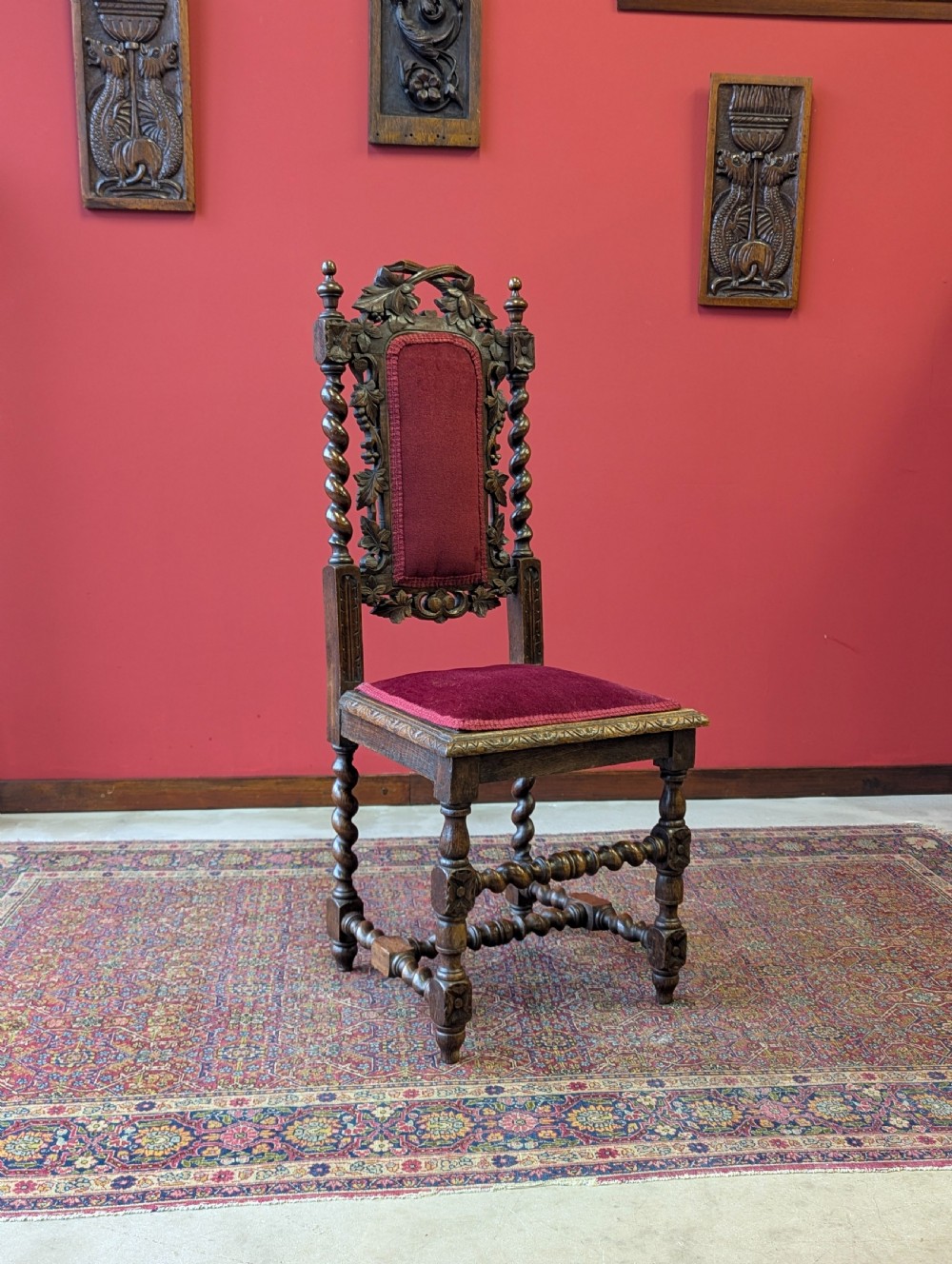 Antique Victorian Carved Mahogany Hall Chair View III