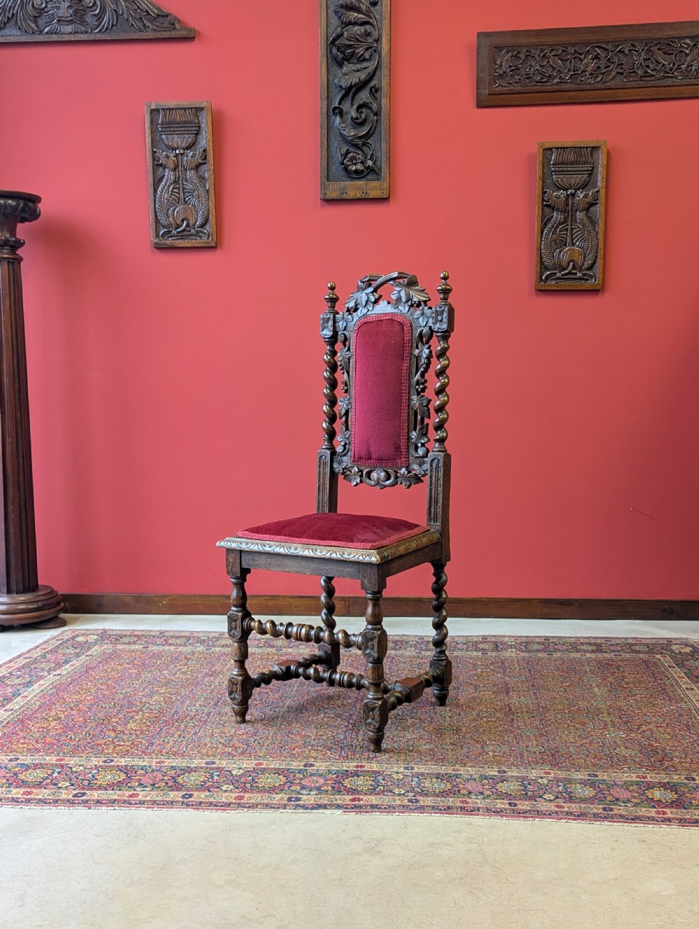 Antique Victorian Carved Mahogany Hall Chair View IV