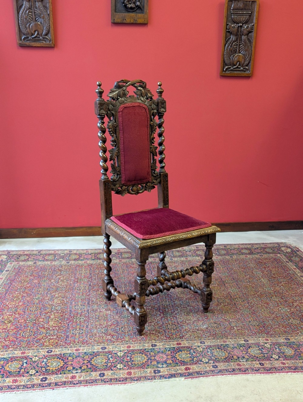 Antique Victorian Carved Mahogany Hall Chair View V