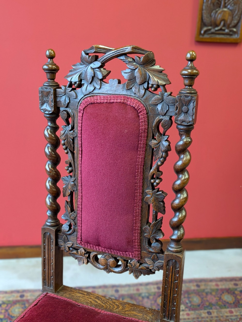 Antique Victorian Carved Mahogany Hall Chair View VII