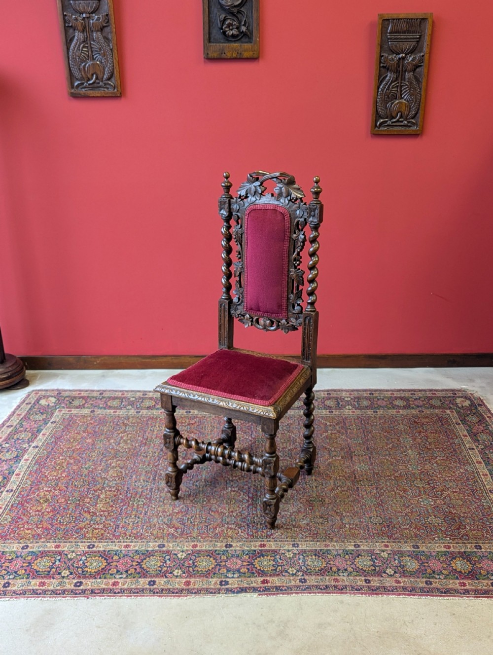 Antique Victorian Carved Mahogany Hall Chair View X