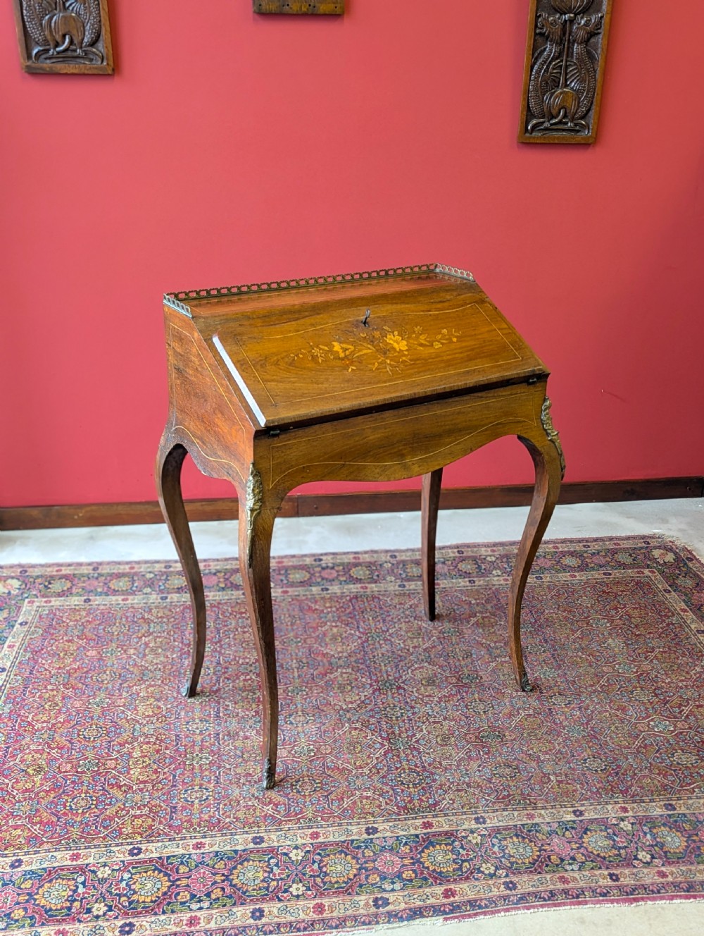 Antique 19th Century French Rosewood Marquetry Bureau de Dame Desk View IX