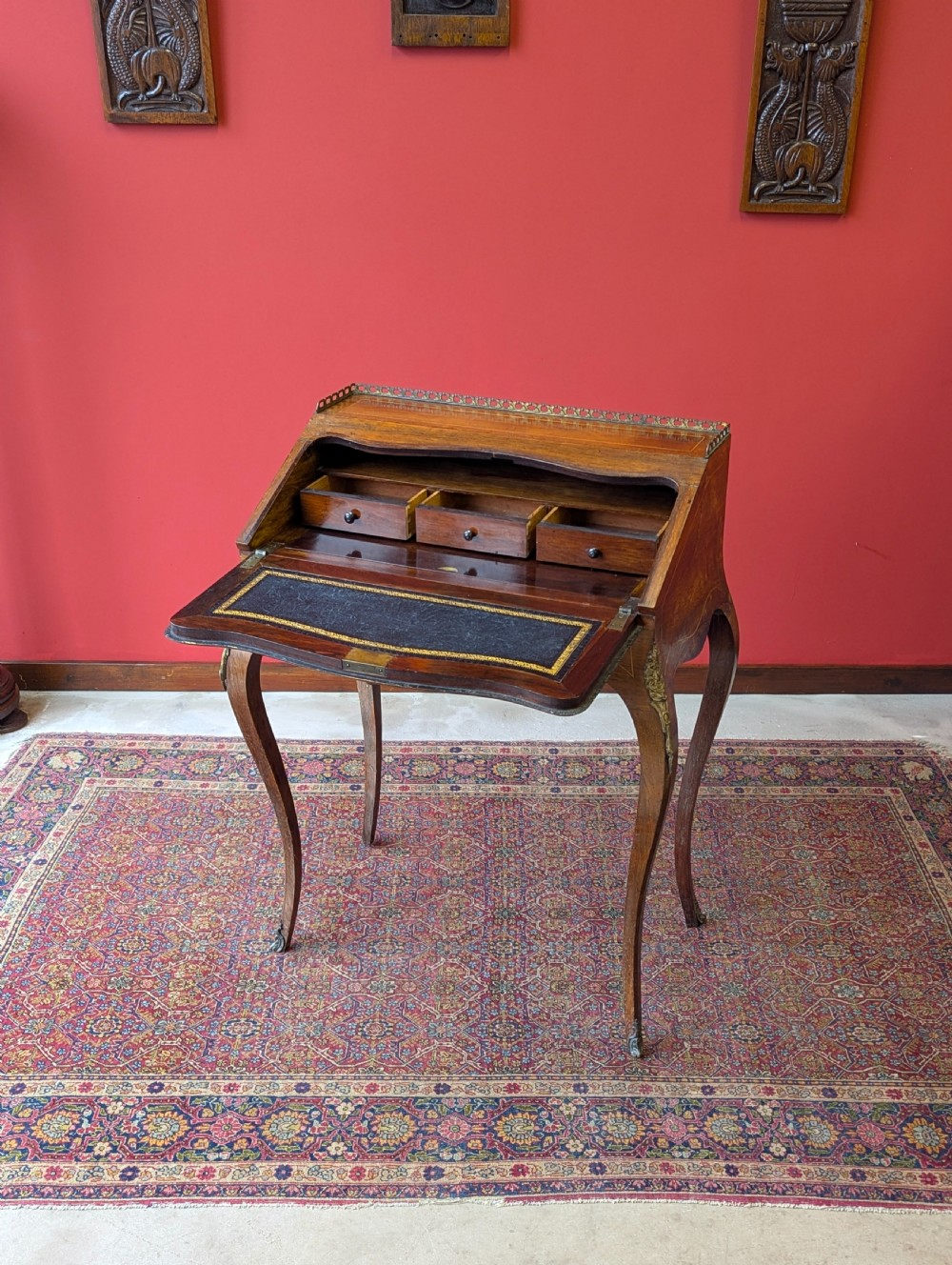 Antique 19th Century French Rosewood Marquetry Bureau de Dame Desk View XI
