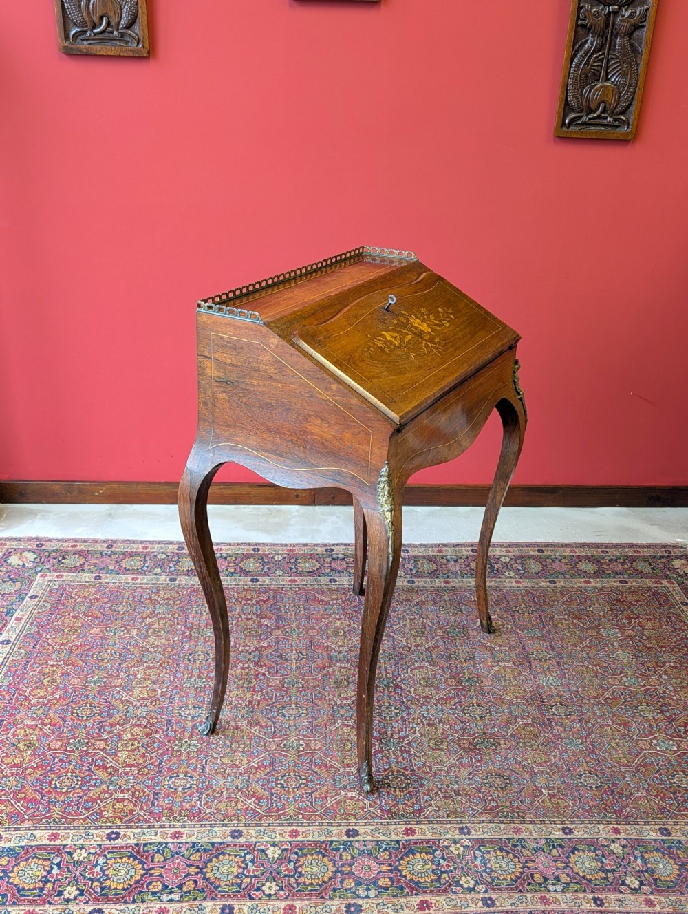 Antique 19th Century French Rosewood Marquetry Bureau de Dame Desk View XII