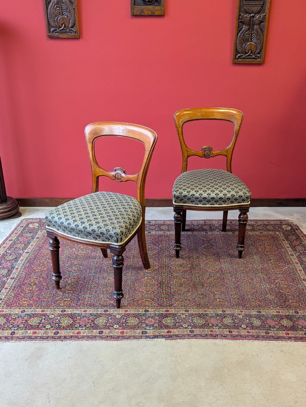 Pair of Antique Victorian Walnut Parlour Chairs View II