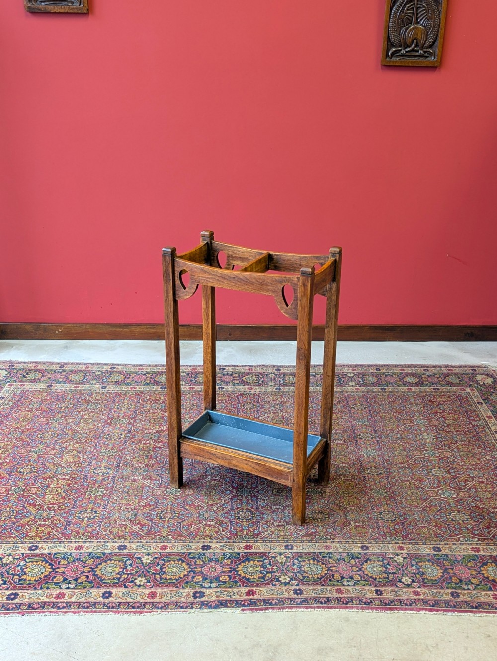 Antique Arts & Crafts Oak Stick Stand c.1900