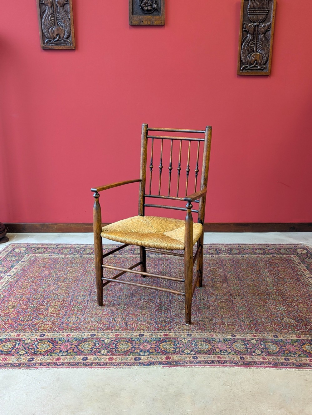 Antique Victorian Arts & Crafts Sussex Style Armchair c.1890