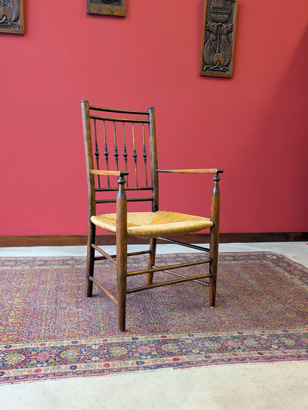 Antique Victorian Arts & Crafts Sussex Style Armchair c.1890 View II