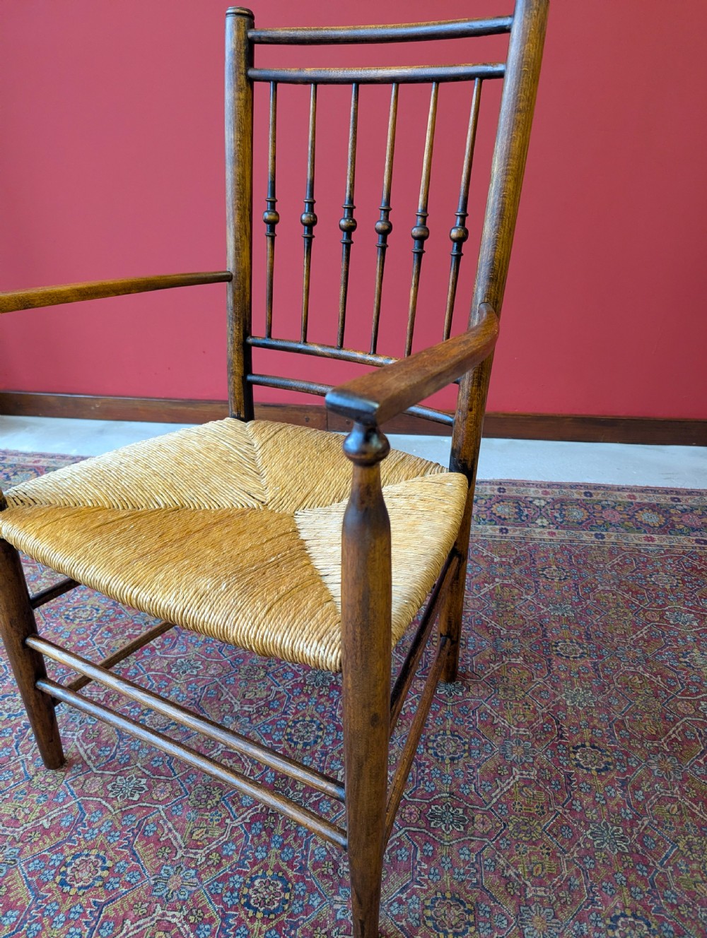 Antique Victorian Arts & Crafts Sussex Style Armchair c.1890 View IV