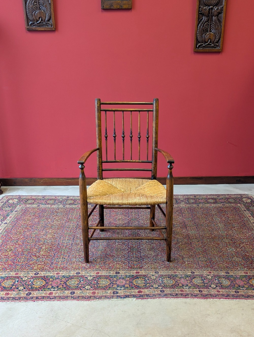 Antique Victorian Arts & Crafts Sussex Style Armchair c.1890 View IX