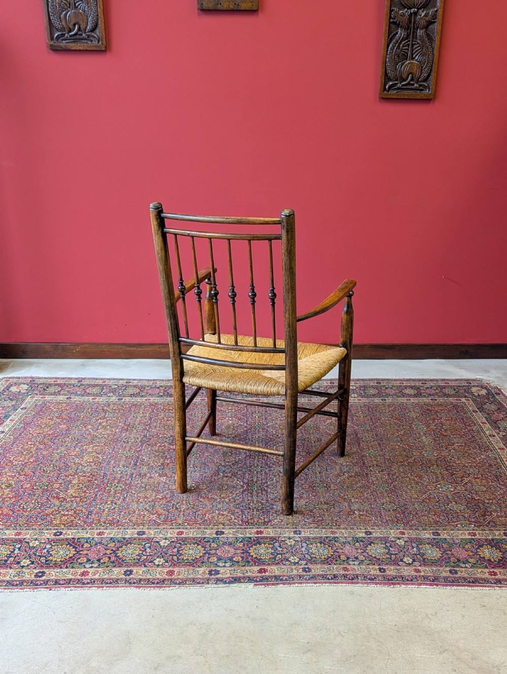 Antique Victorian Arts & Crafts Sussex Style Armchair c.1890 View X