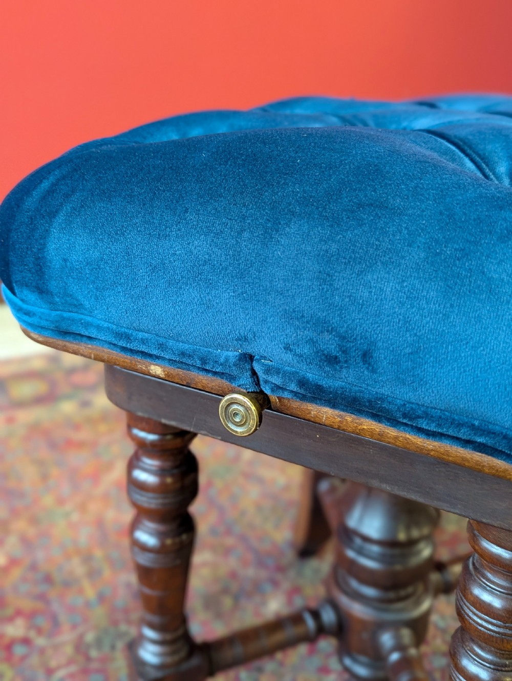 Antique Victorian Mahogany Adjustable Piano Stool c.1880 View III