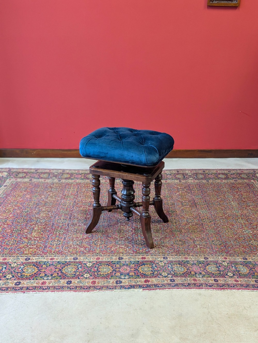 Antique Victorian Mahogany Adjustable Piano Stool c.1880 View IV