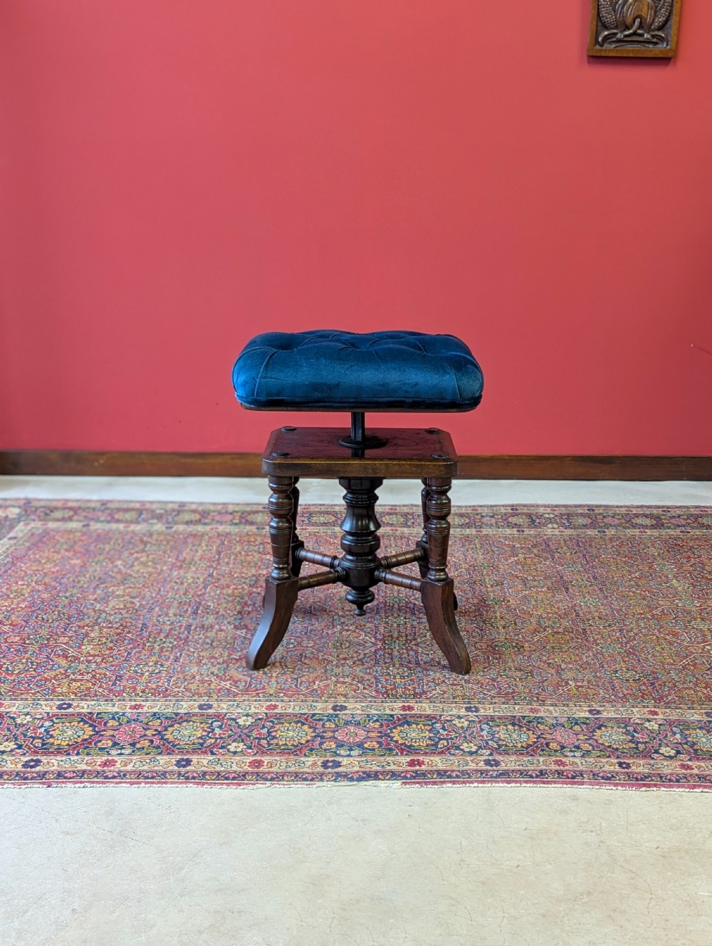 Antique Victorian Mahogany Adjustable Piano Stool c.1880 View V