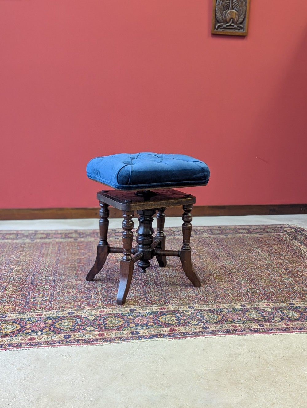 Antique Victorian Mahogany Adjustable Piano Stool c.1880 View VI