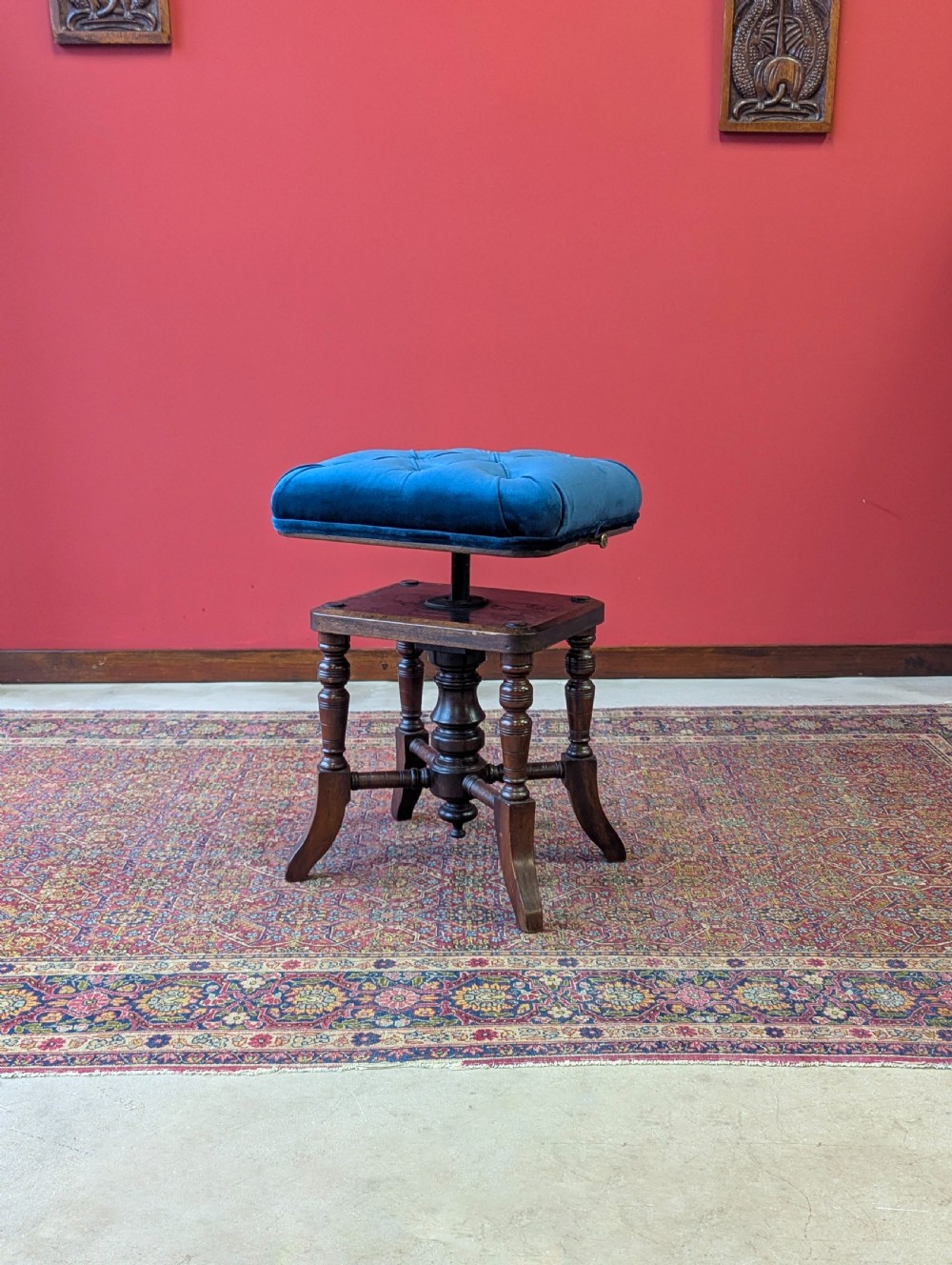 Antique Victorian Mahogany Adjustable Piano Stool c.1880 View VII