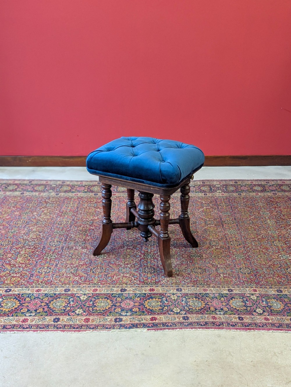 Antique Victorian Mahogany Adjustable Piano Stool c.1880 View VIII