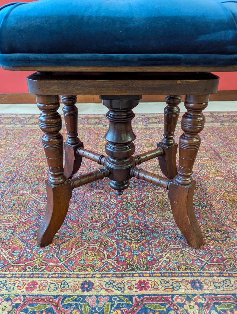Antique Victorian Mahogany Adjustable Piano Stool c.1880 View IX