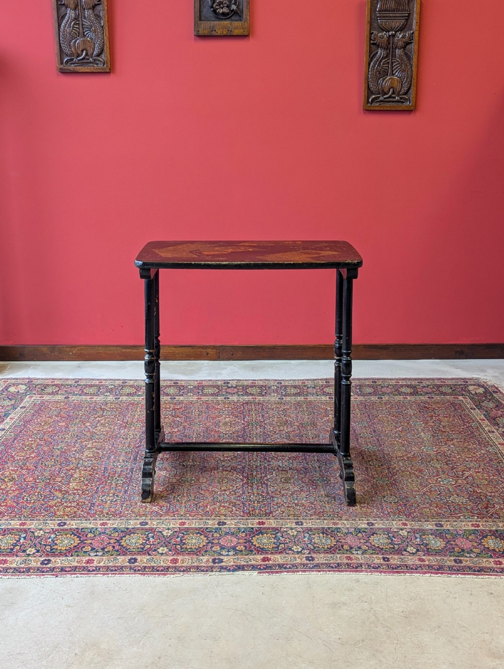 Antique Victorian Black Lacquer Chinoiserie Occasional Table c.1870 View VI