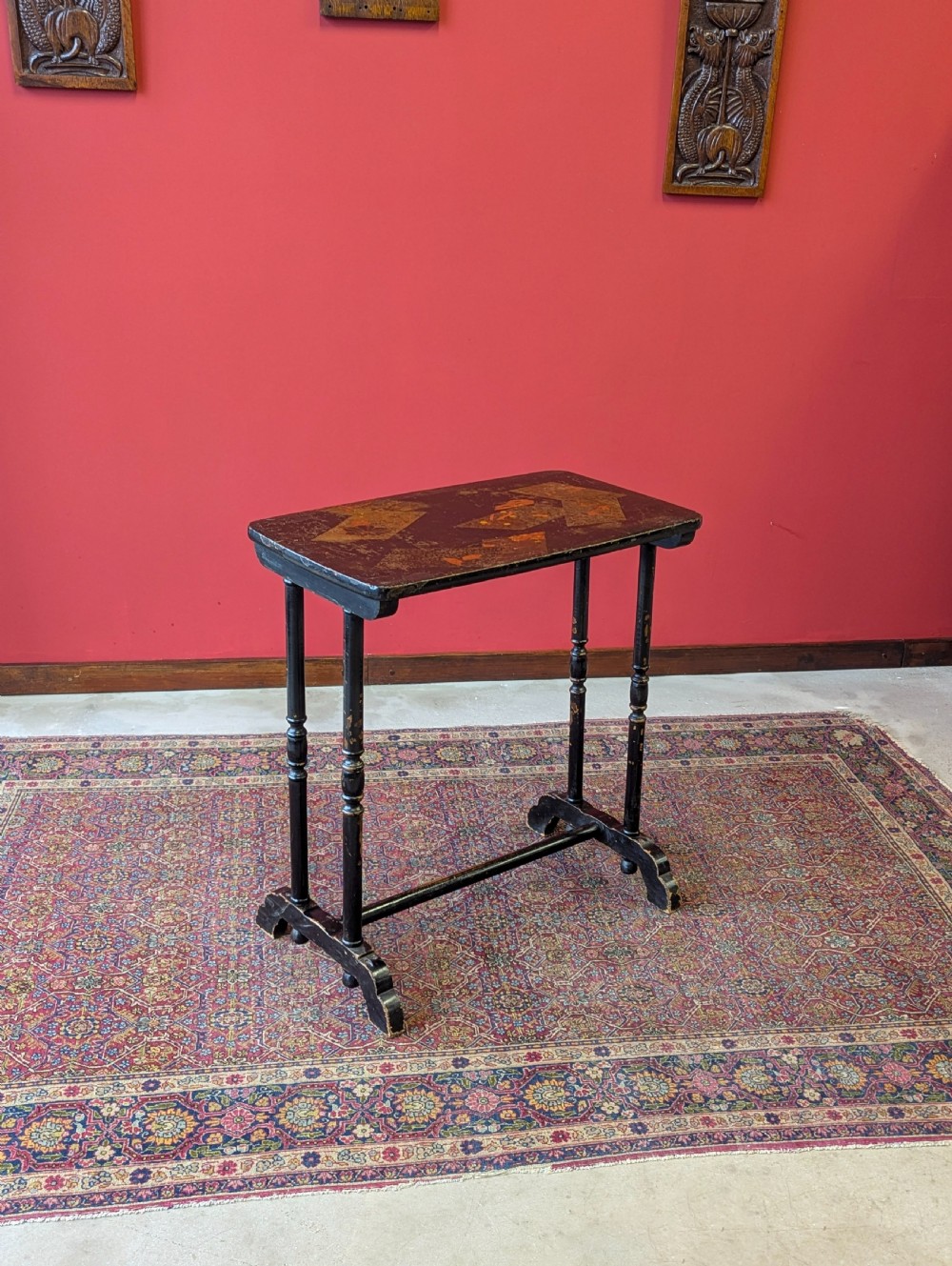 Antique Victorian Black Lacquer Chinoiserie Occasional Table c.1870 View VII