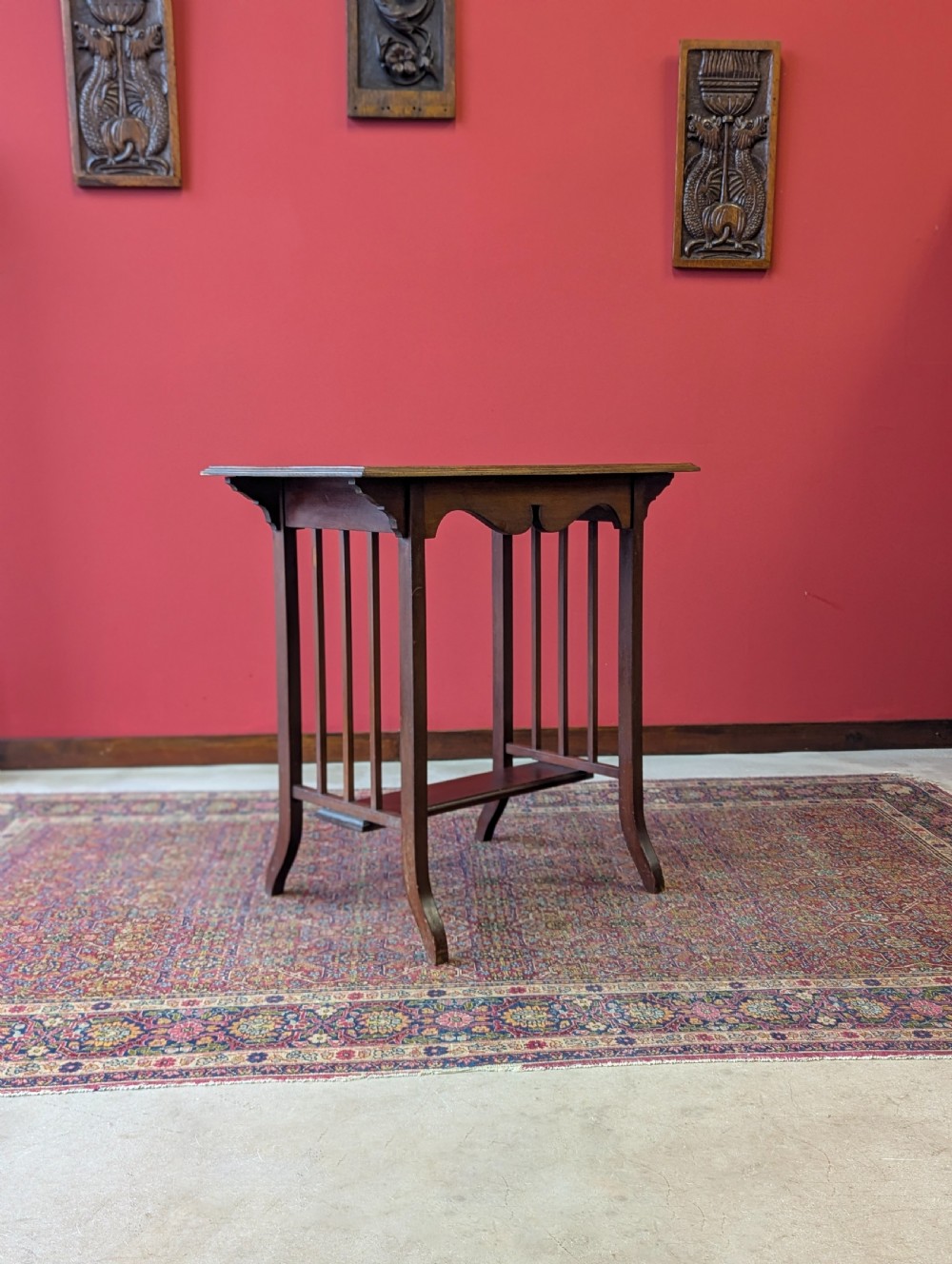 Antique Edwardian Mahogany Arts & Crafts Side Table c.1910 View V