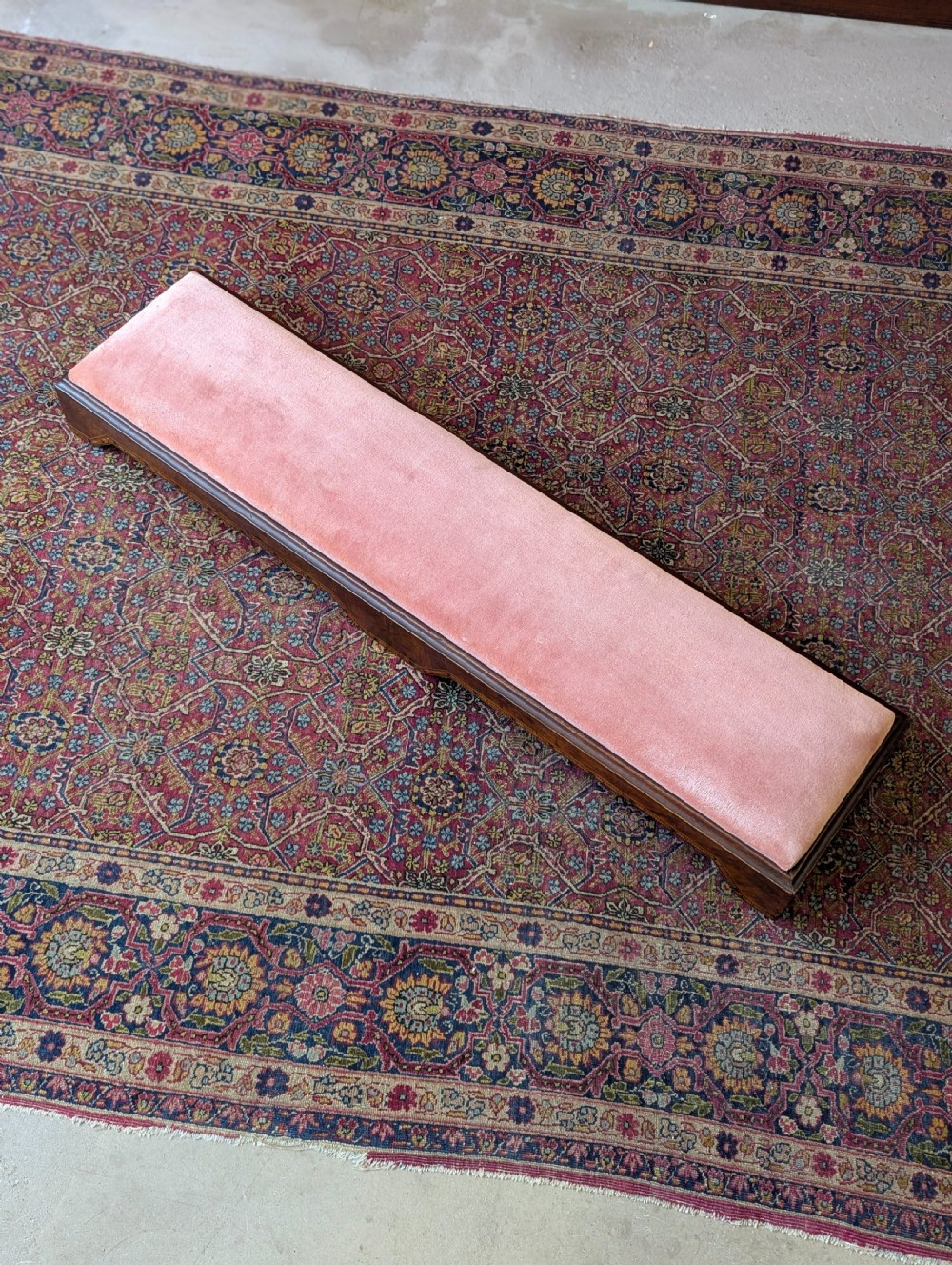 Antique Victorian Inlaid Mahogany Long Footstool c.1870 View IX