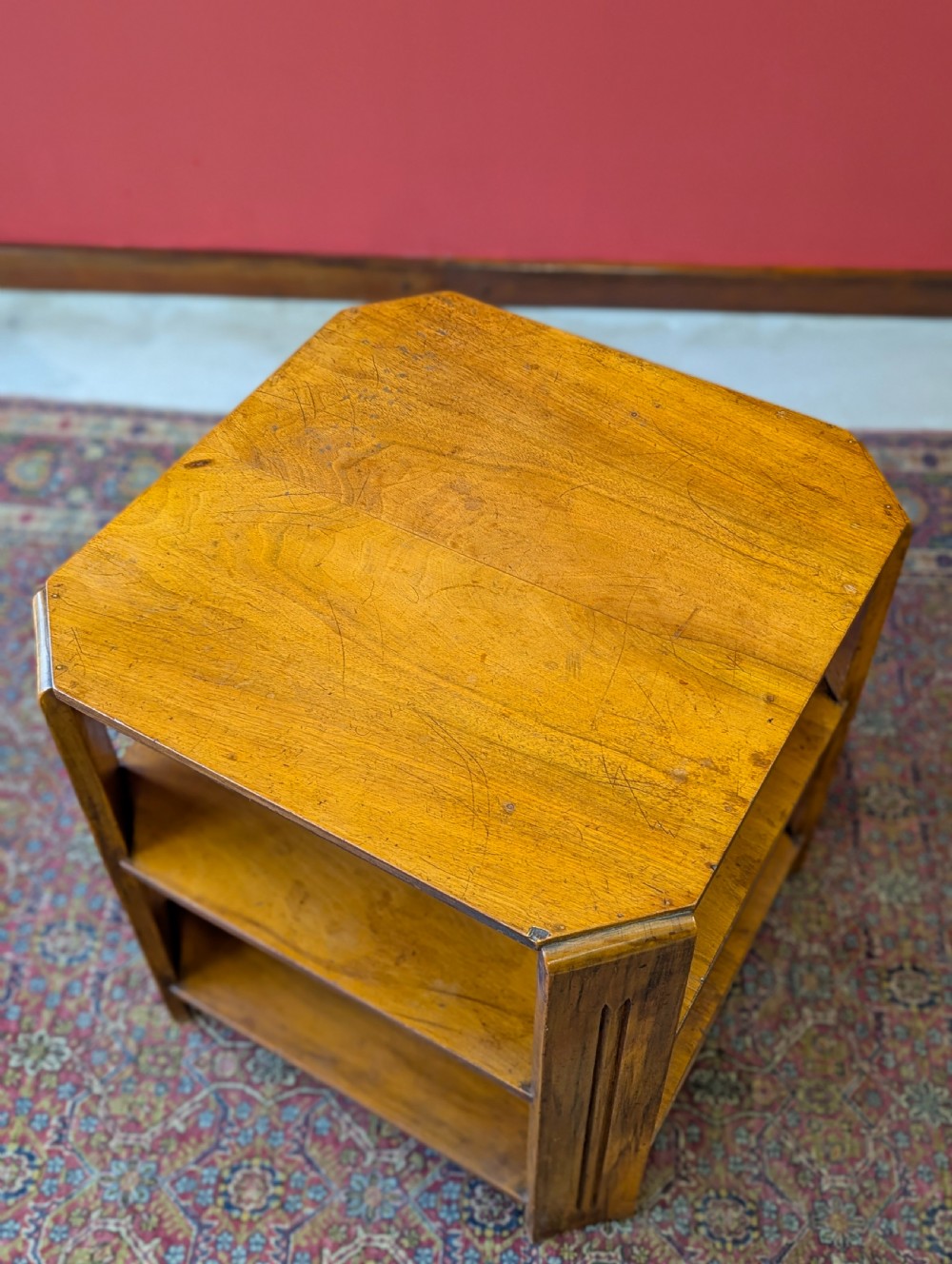 Antique Art Deco Walnut Book Table c.1920’s View IV