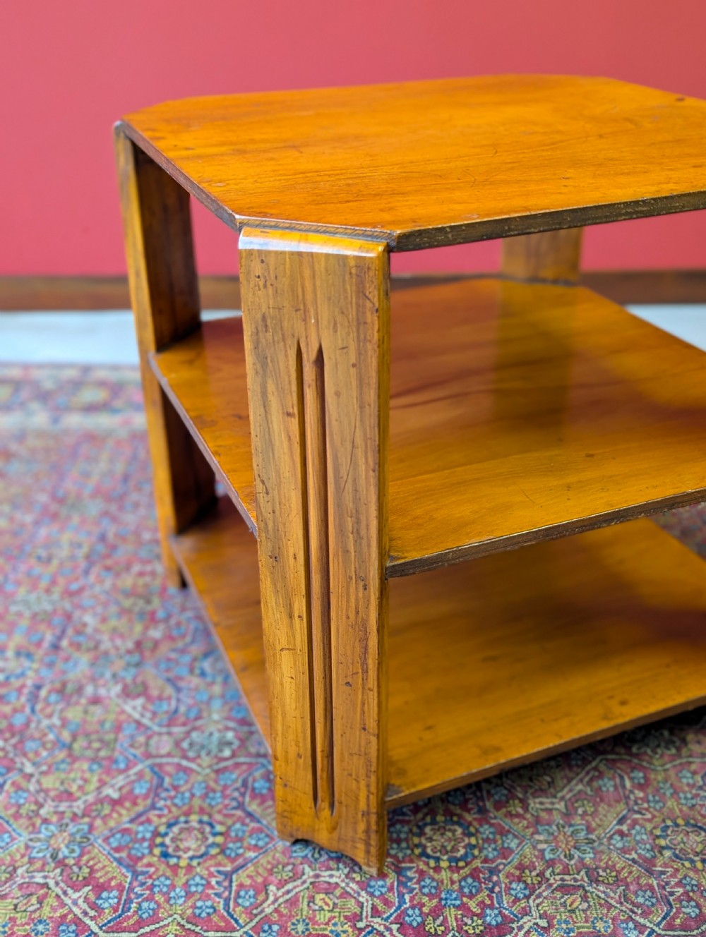 Antique Art Deco Walnut Book Table c.1920’s View V