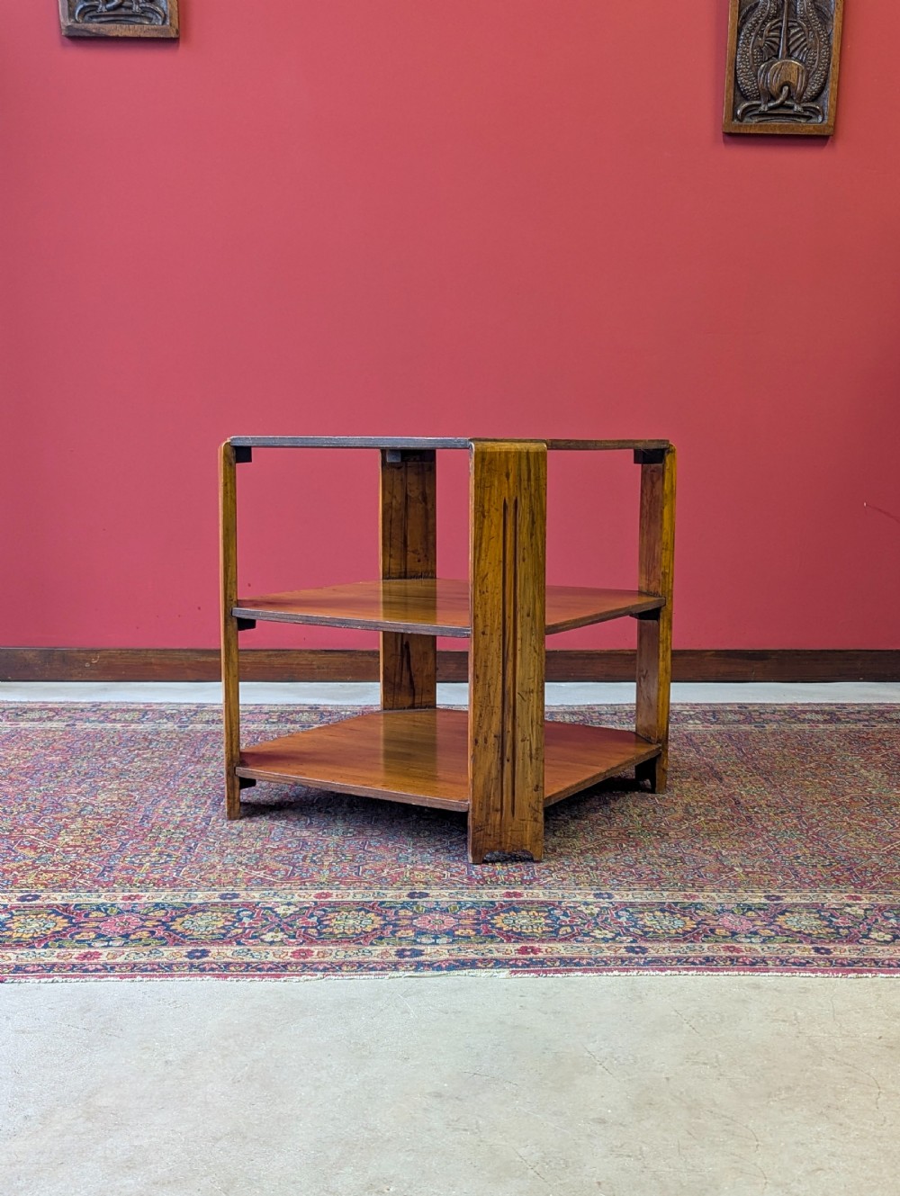 Antique Art Deco Walnut Book Table c.1920’s View VII