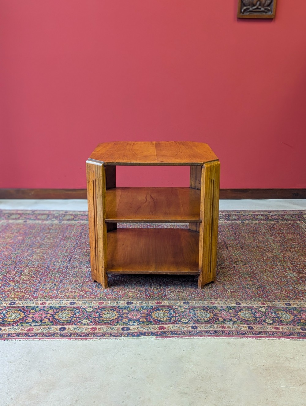 Antique Art Deco Walnut Book Table c.1920’s View VIII