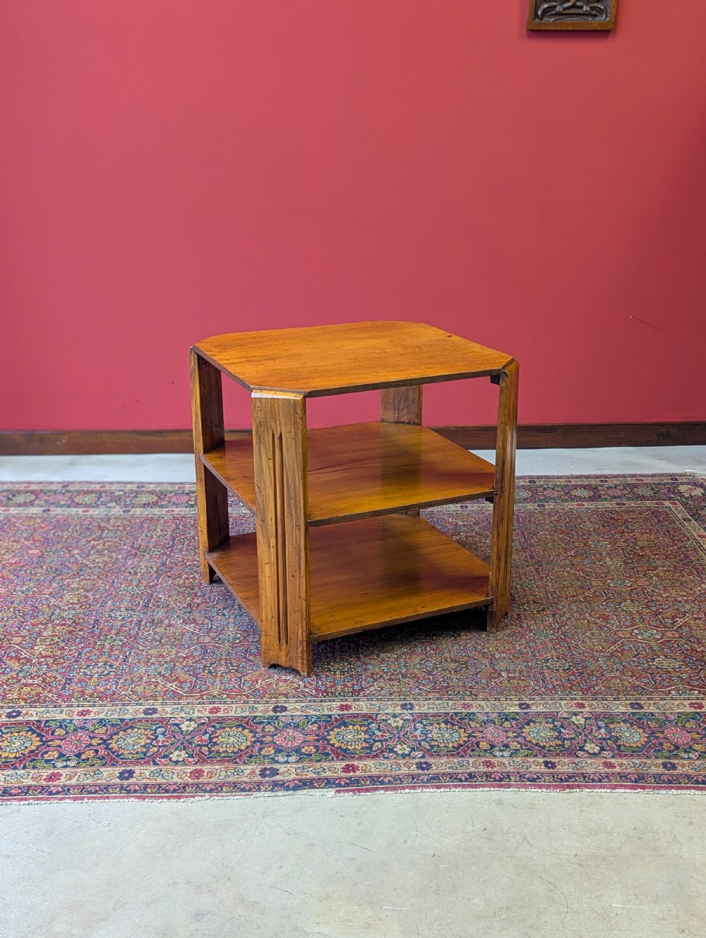 Antique Art Deco Walnut Book Table c.1920’s View IX