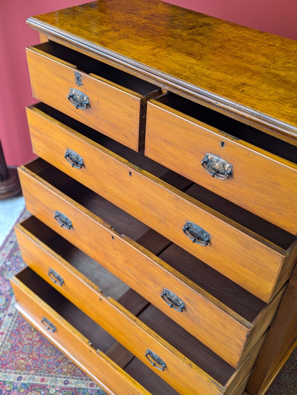 Antique Victorian Satinwood Chest of Drawers c.1880 View IX