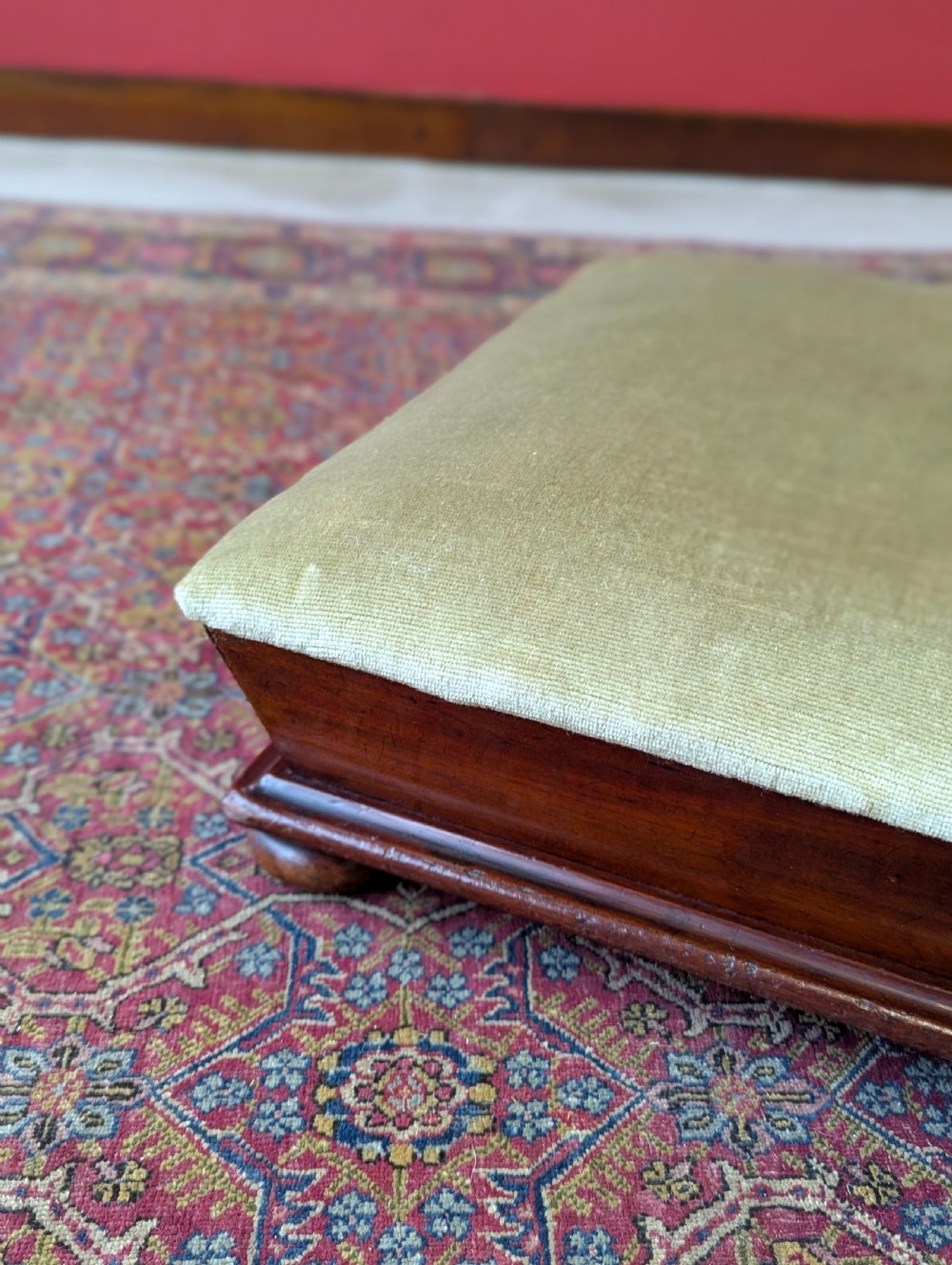 Antique Victorian Mahogany Footstool c.1880 View IV