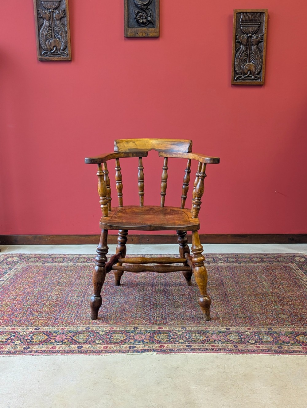 Antique Victorian Ash & Elm Desk Chair c.1880