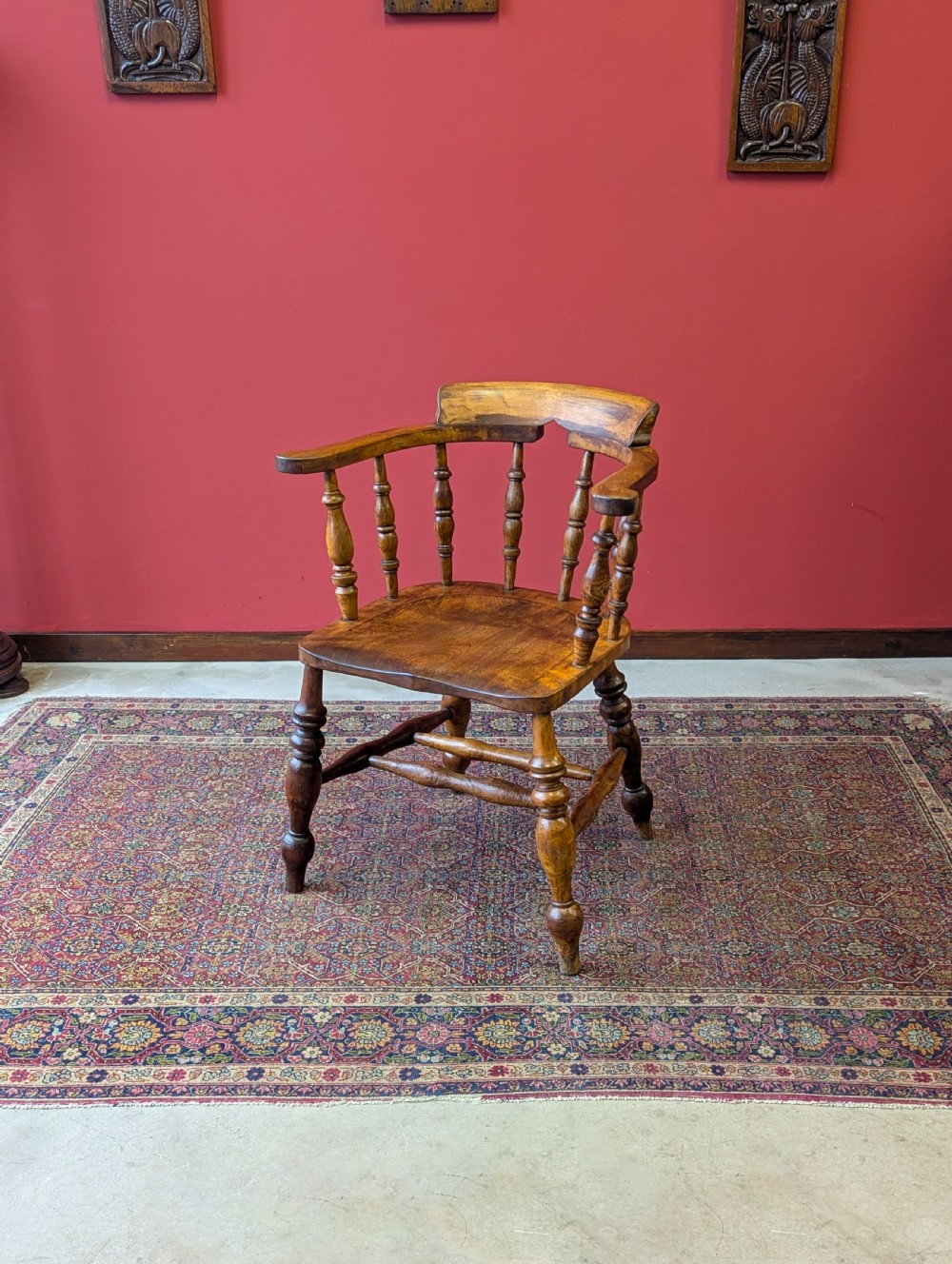 Antique Victorian Ash & Elm Desk Chair c.1880 View II
