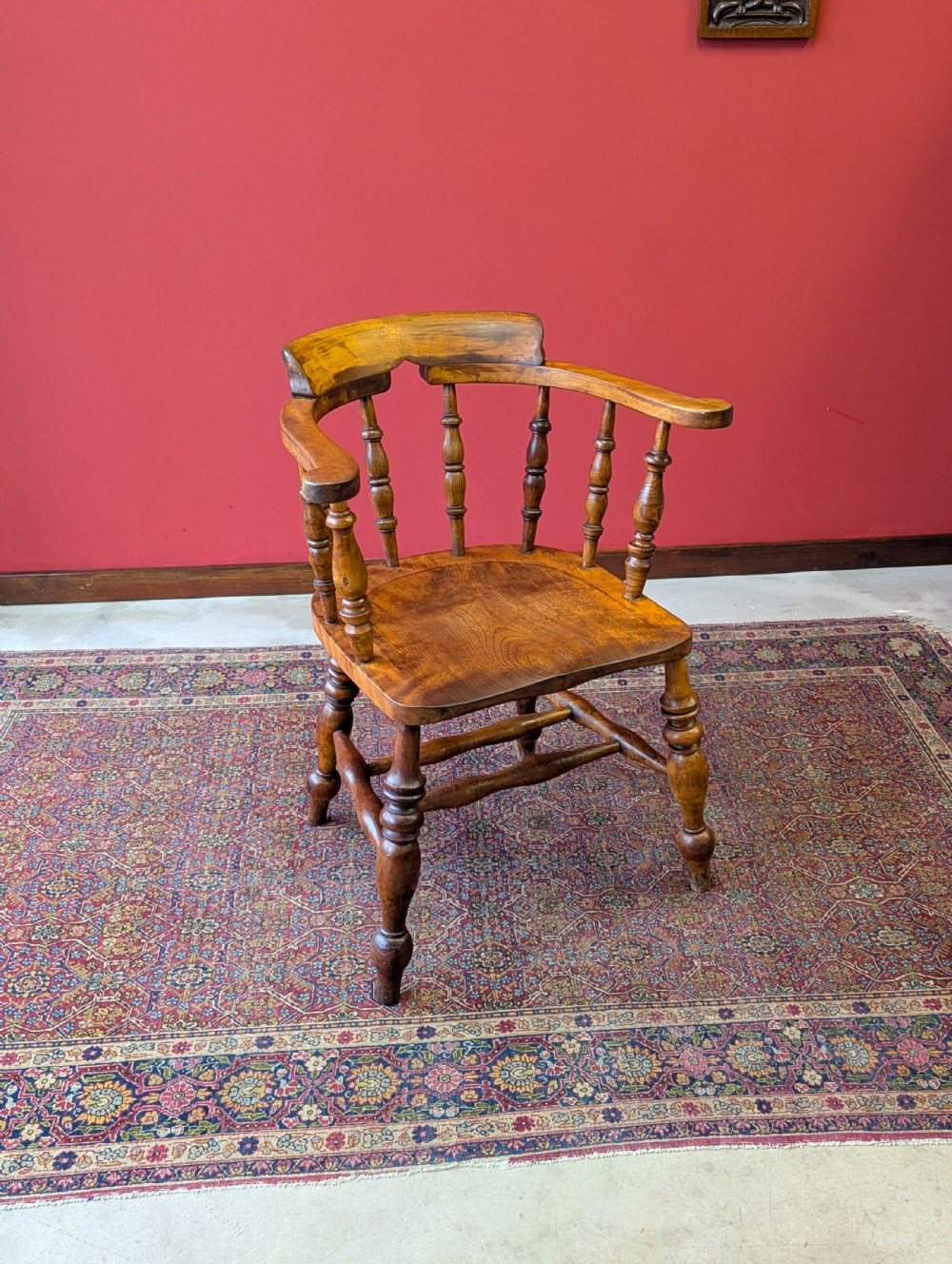 Antique Victorian Ash & Elm Desk Chair c.1880 View III