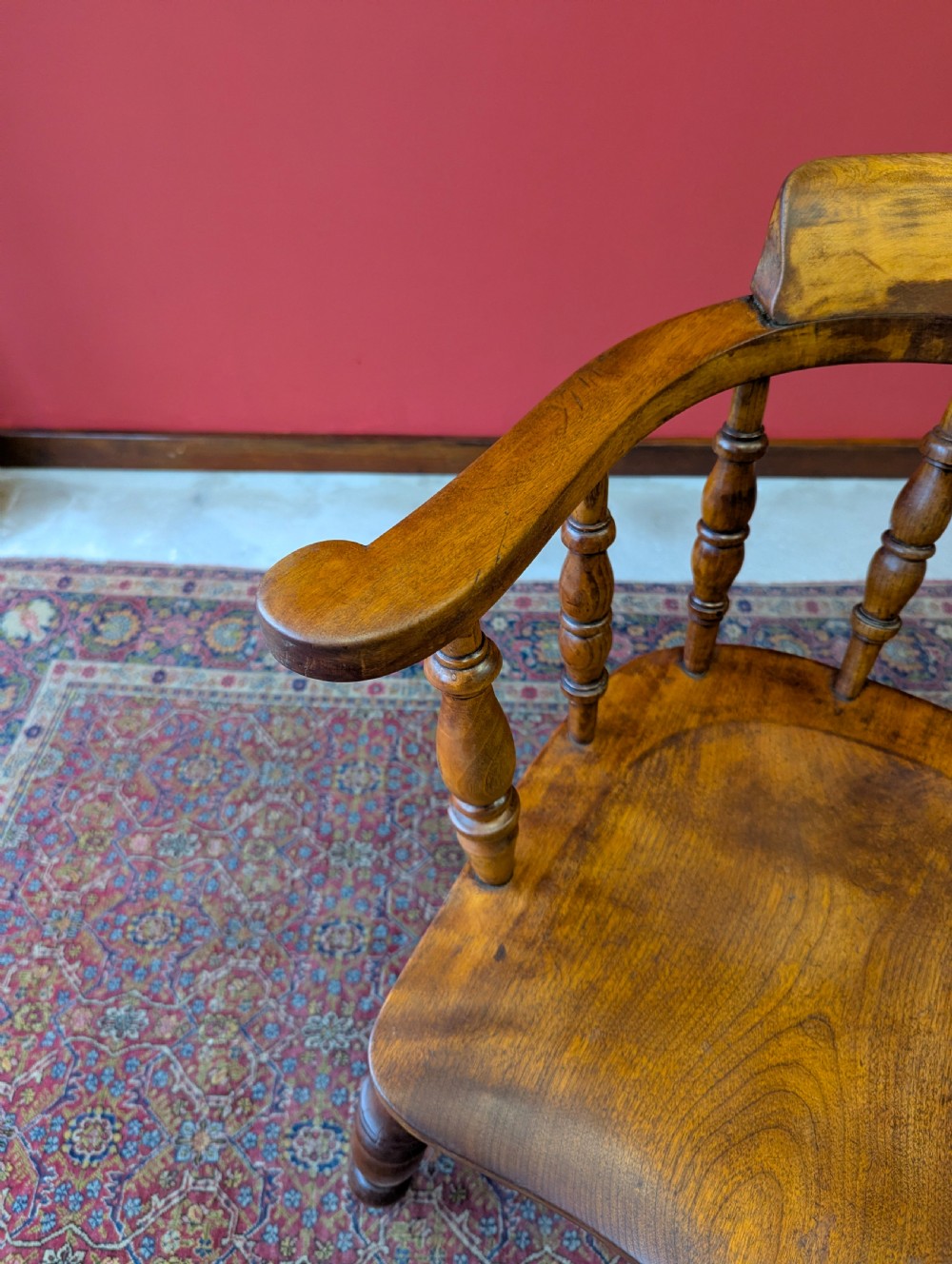 Antique Victorian Ash & Elm Desk Chair c.1880 View V
