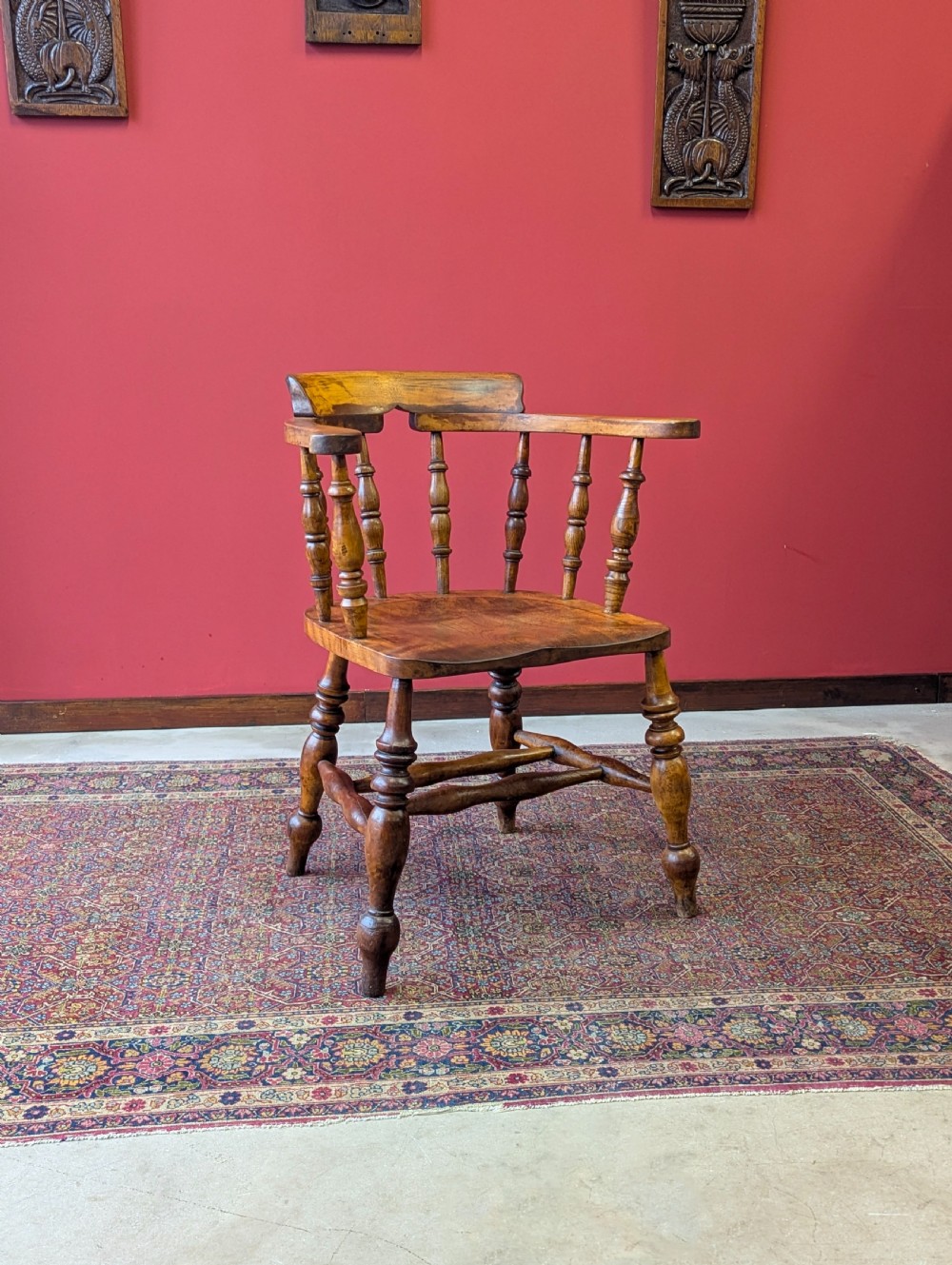Antique Victorian Ash & Elm Desk Chair c.1880 View VII