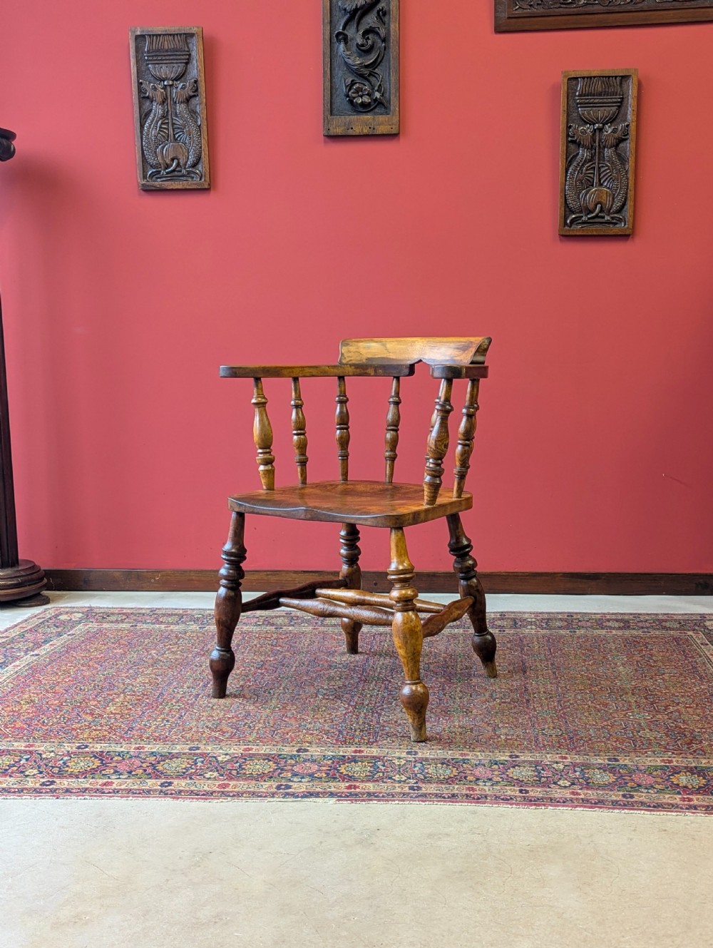 Antique Victorian Ash & Elm Desk Chair c.1880 View VIII