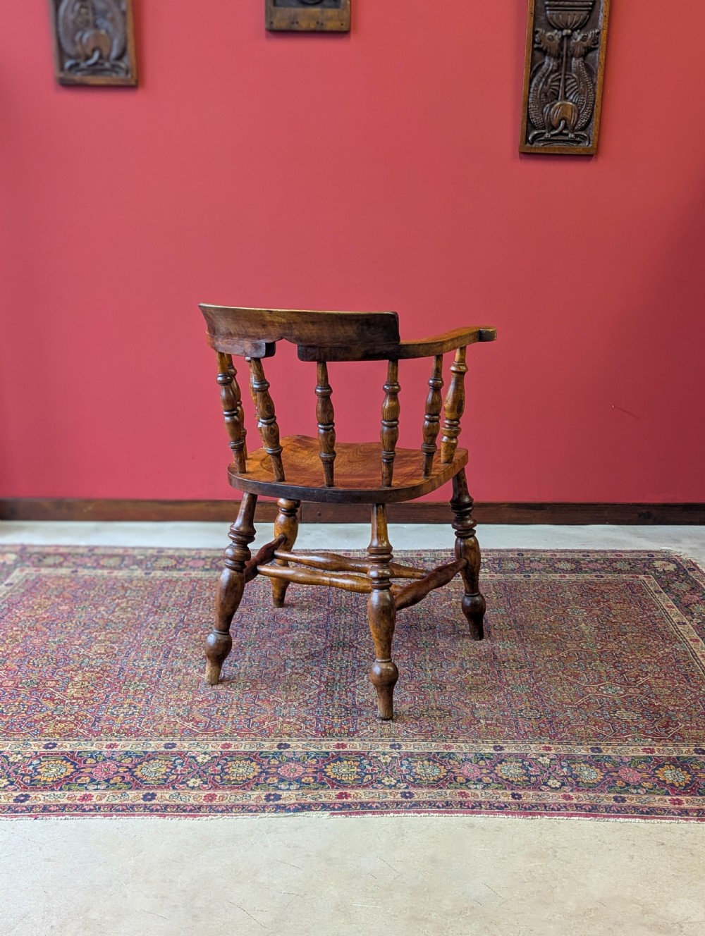 Antique Victorian Ash & Elm Desk Chair c.1880 View IX