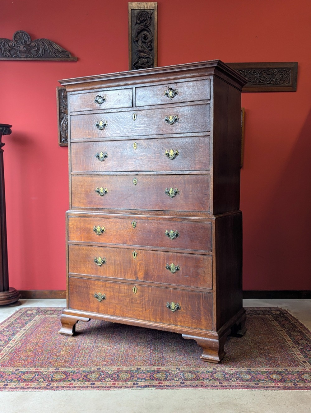 Antique Georgian Oak Chest on Chest c.1780