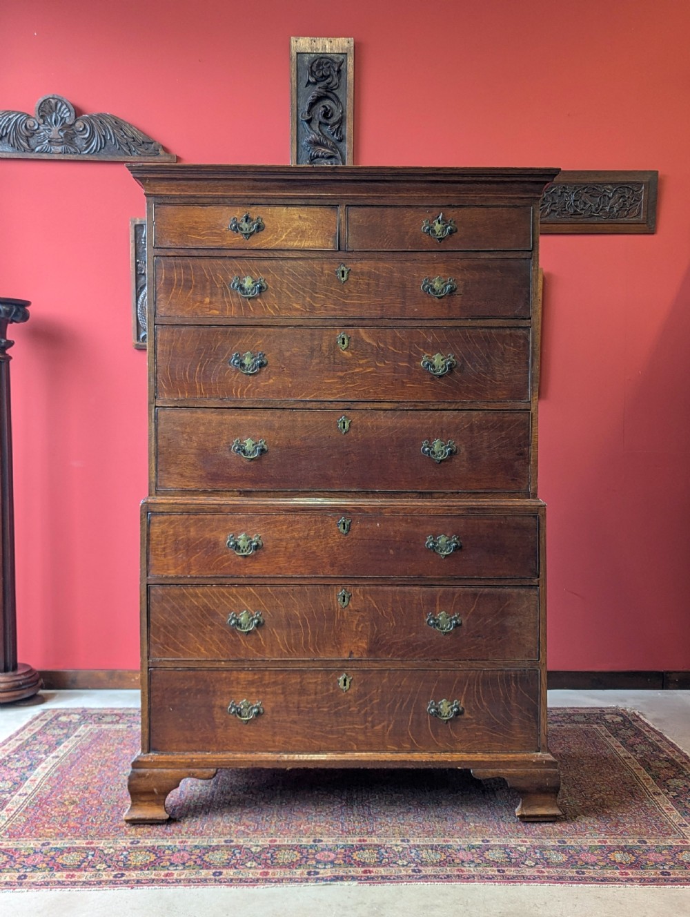 Antique Georgian Oak Chest on Chest c.1780 View II